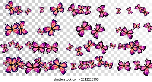 Romantic purple butterflies abstract vector background. Summer little moths. Detailed butterflies abstract children illustration. Tender wings insects patten. Fragile creatures.