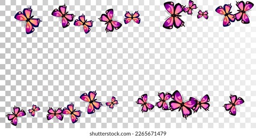 Romantic purple butterflies flying vector illustration. Spring cute moths. Detailed butterflies flying dreamy background. Tender wings insects patten. Tropical creatures.