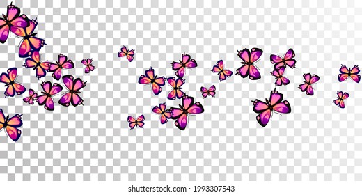 Romantic purple butterflies isolated vector wallpaper. Summer ornate insects. Simple butterflies isolated kids background. Tender wings moths patten. Fragile beings.