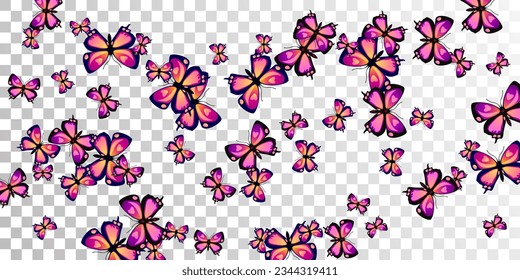 Romantic purple butterflies isolated vector illustration. Spring little insects. Fancy butterflies isolated kids background. Delicate wings moths patten. Nature creatures.