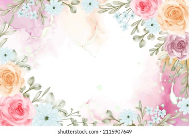 Romantic Purple Rose Flower Frame Background Stock Vector (Royalty Free ...