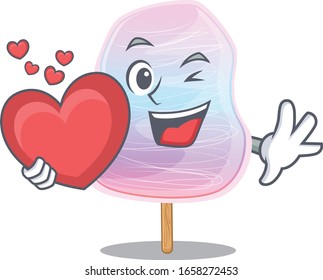 Romantic Rainbow Cotton Candy Cartoon Picture Holding A Heart