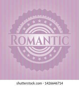 Romantic realistic pink emblem. Vector Illustration. Detailed.