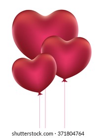 Romantic red balloons in a shape of a heart.