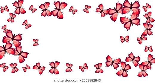 Romantic red butterflies abstract vector background. Summer colorful insects. Simple butterflies abstract kids wallpaper. Delicate wings moths patten. Tropical creatures.