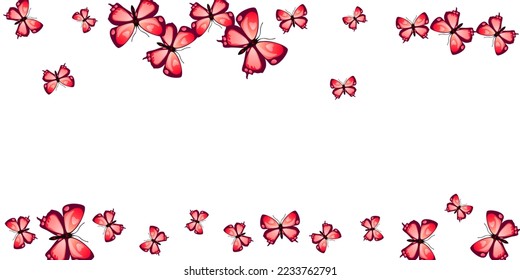 Romantic red butterflies isolated vector illustration. Summer colorful insects. Simple butterflies isolated baby background. Sensitive wings moths patten. Garden creatures.