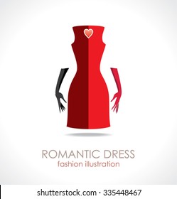 Romantic red dress. Fashion illustration. 