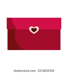 Romantic Red Envelope: A charming illustration of a crimson envelope adorned with a delicate heart-shaped clasp, perfect for Valentine's Day or romantic correspondence.  