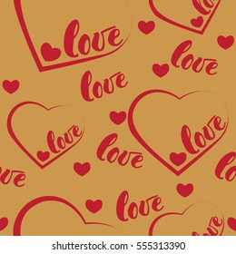 Romantic red heart background. Vector illustration for holiday design. Many flying hearts on white background. For wedding card, valentine day greetings, lovely frame.
