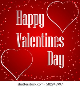 Romantic red heart background. Vector illustration for holiday design. Many flying hearts on red background. For wedding card, valentine s day greetings, lovely frame.