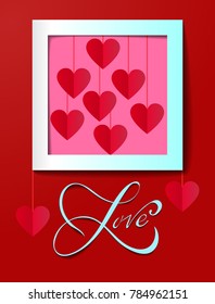Romantic red heart background. Vector illustration for holiday design. For wedding card, valentine's day greetings, lovely frame. eps10