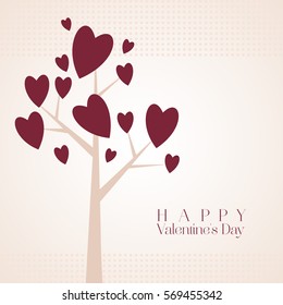 Romantic red heart on the branches of a tree. Vector illustration to Valentine's Day, wedding day.