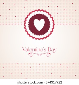 Romantic red heart on light beige background. Vector icon for Valentine's Day, wedding day, web design, logo