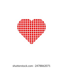 Romantic red heart in particles form or shape. Love valentine day dotted heart sign symbol isolated on white background 