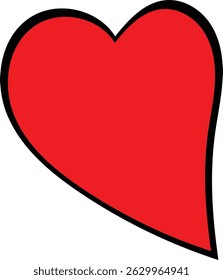 Romantic red heart vector illustration with bold black outline, perfect for Valentine’s Day, love themes, greeting cards, wedding designs, and romantic decorations