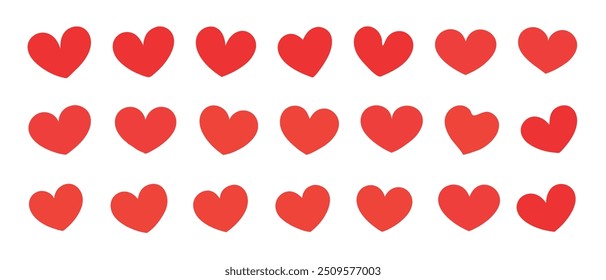 Romántico Vector de corazón rojo. Símbolos de amor para el día de San Valentín. Iconos editables, aislados del corazón.