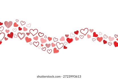 Romantic Red Heart Wave Vector Background for Valentine's Day Greeting Cards and Love Designs