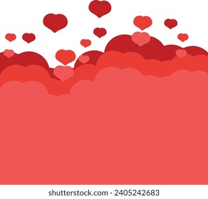 Romantic Red Hearts Background: Simple, Seamless Border for Valentine's Day Cards, Banners, and Posters – A Festive, Flat Style Vector Illustration