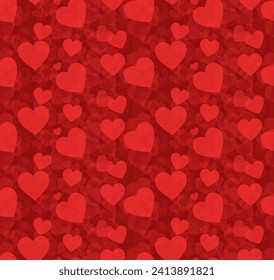 Romántico Patrón De Corazón Rojo Sin Maravilla. Antecedentes románticos. Vector del patrón de amor de San Valentín.