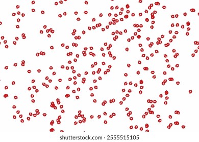 Romantic red lip prints pattern on a soft pink backdrop, perfect for Valentine’s themes, beauty designs, and fashion prints. Ideal for feminine and