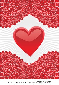 romantic red macro background with isolated big red heart
