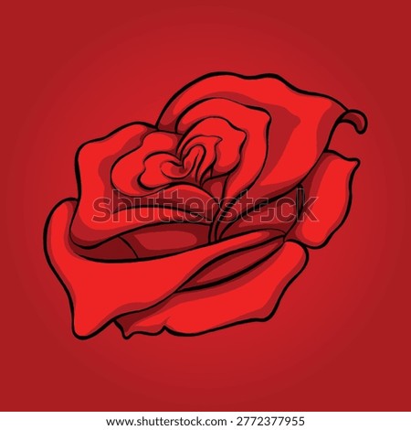 Romantic Red Rose Bloom Flower Illustration