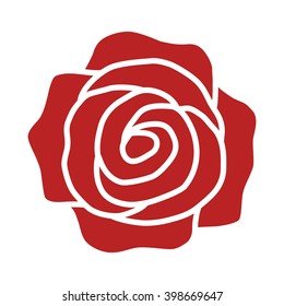 Romantic red rose flower or blossom flat vector icon for apps and websites 