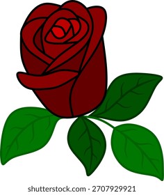 Romântico vermelho rosa flor desenho