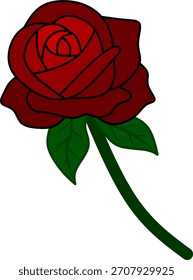 Dibujo romántico de la flor de Rose roja