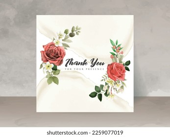 romantic red roses wedding invitation card