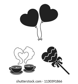 Romantic relationship black icons in set collection for design. Love and friendship vector symbol stock web illustration.