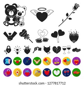 Romantic relationship black,flat icons in set collection for design. Love and friendship vector symbol stock web illustration.