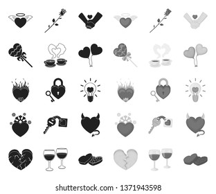 Romantic relationship black.mono icons in set collection for design. Love and friendship vector symbol stock web illustration.