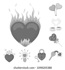 Romantic relationship monochrome icons in set collection for design. Love and friendship vector symbol stock web illustration.