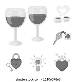 Romantic relationship monochrome icons in set collection for design. Love and friendship vector symbol stock web illustration.