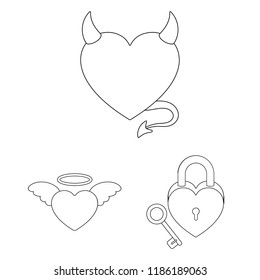 Romantic relationship outline icons in set collection for design. Love and friendship vector symbol stock web illustration.