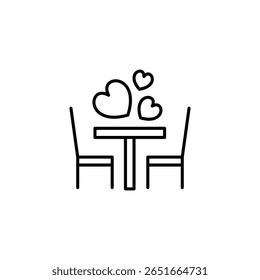 Romantic Rendezvous Table Setting With Heart Symbols On Transparent Canvas