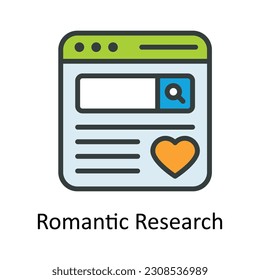 Romantic Research  Vector Fill outline Icon Design illustration. Seo and web Symbol on White background EPS 10 File