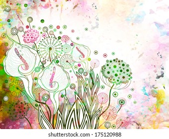 Romantic retro floral background. Vector illustration, EPS 10 