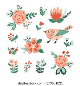Romantic retro set. Vector illustration