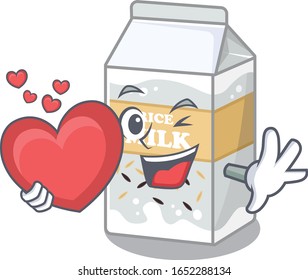 Romantic Rice milk cartoon picture holding a heart