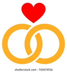 Romantic Rings flat vector icon. An isolated icon on a white background.