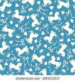 Romantic rocking horse seamless pattern,