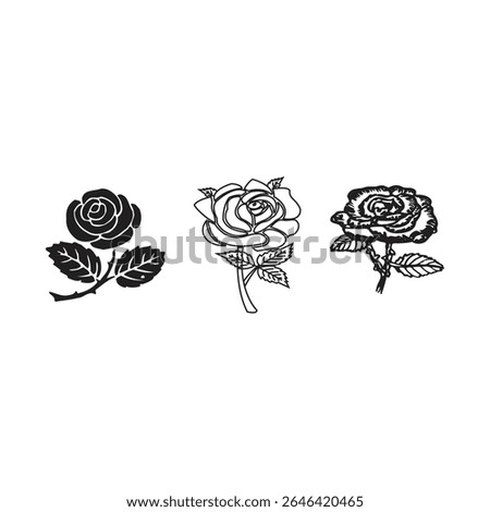 Romantic rose flower or blossom flat vector icon for apps and websites