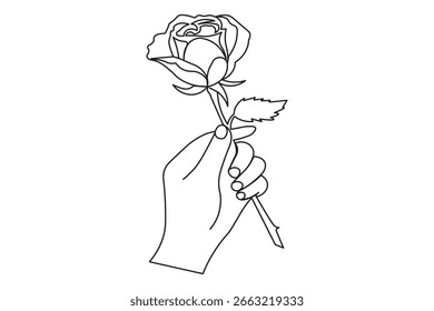 Flor de rosa romántica continua una línea de arte para la marca femenina