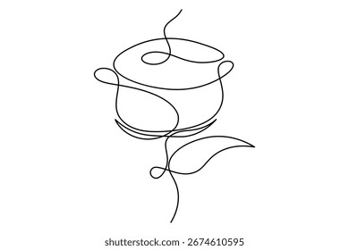 Romantische Rose Blume kontinuierlich eine Linie Zeichnung minimalistisch schön blühende Umriss Vektorgrafik