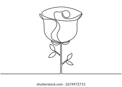 Romantische Rose Blume kontinuierlich eine Linie Zeichnung minimalistisch schön blühende Umriss Vektorgrafik