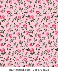 Estampado romántico de rosas. Patrón floral sin costuras. Diseño para textiles de moda, tela, estampado, gráficos, fondos y artesanías.