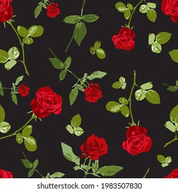 Romantic rose textile vector seamless repeat pattern.