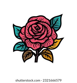 A romantic roses flower vector clip art illustration, evoking love and passion, perfect for wedding invitations and heartfelt designs that speak to the heart